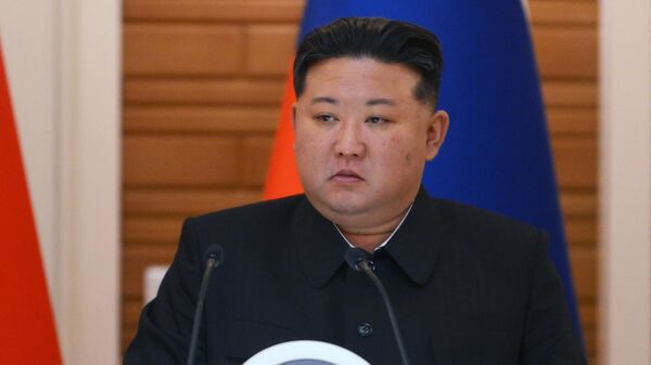 Líder da República Popular Democrática da Coreia, Kim Jong-un, durante evento oficial em 19 de agosto de 2024 - Sputnik Brasil