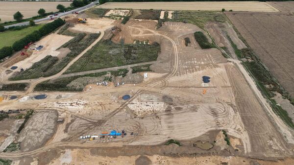 Vista aérea do local da escavação - Sputnik Brasil