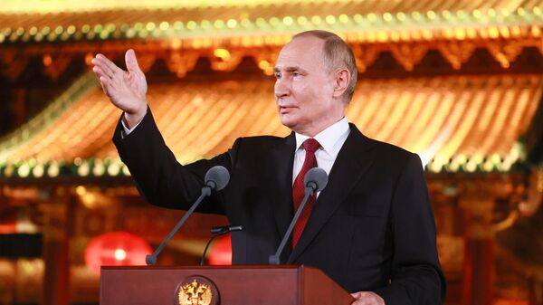 O presidente da Rússia, Vladimir Putin, durante coletiva de imprensa na China, em 3 de setembro, após encontro da Organização de Cooperação de Xangai - Sputnik Brasil