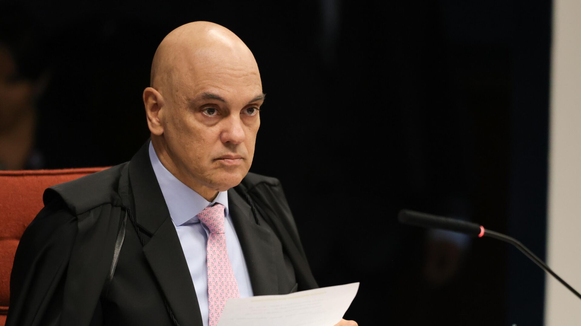Alexandre de Moraes durante sessão da Primeira Turma do Supremo Tribunal Federal (STF) que retoma o julgamento dos réus da trama golpista, em Brasília (DF). Brasil, 9 de setembro de 2025 - Sputnik Brasil, 1920, 09.09.2025