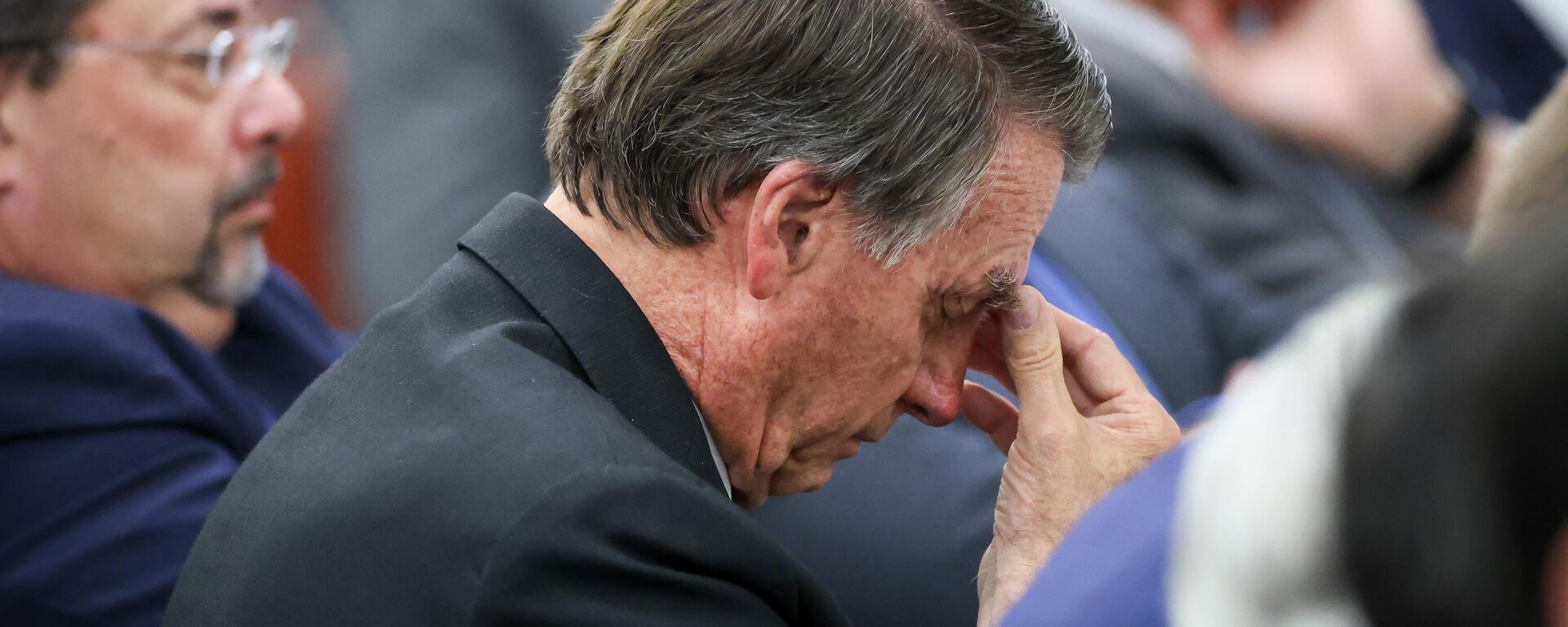 O ex-presidente Jair Bolsonaro foi condenado pela tentativa do golpe de Estado. Foto registrada no interrogatório dos réus da ação 2668, em junho de 2025 - Sputnik Brasil, 1920, 11.09.2025