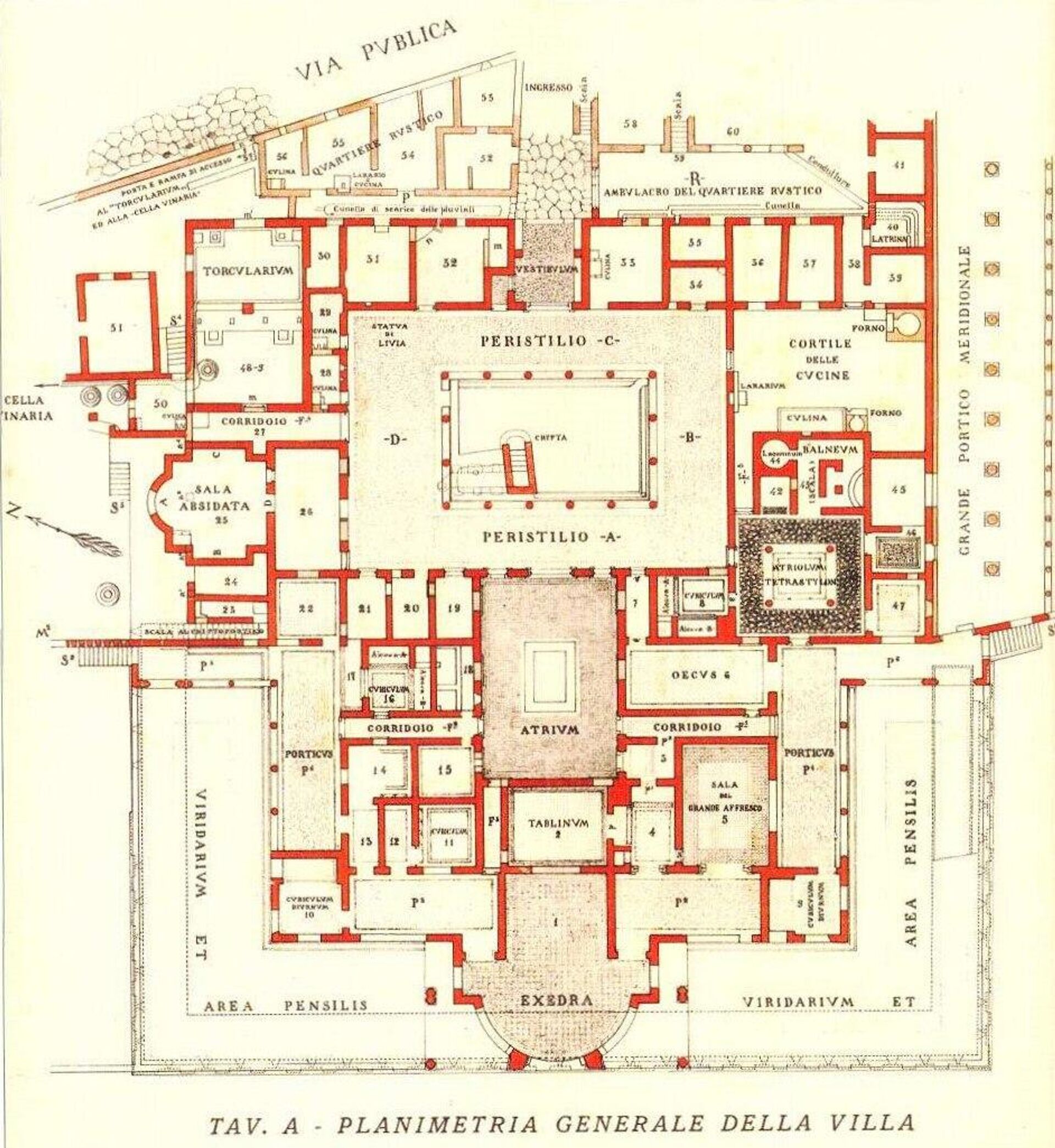 Plano antigo da Villa em Pompéia Plano antigo da Villa em Pompéia