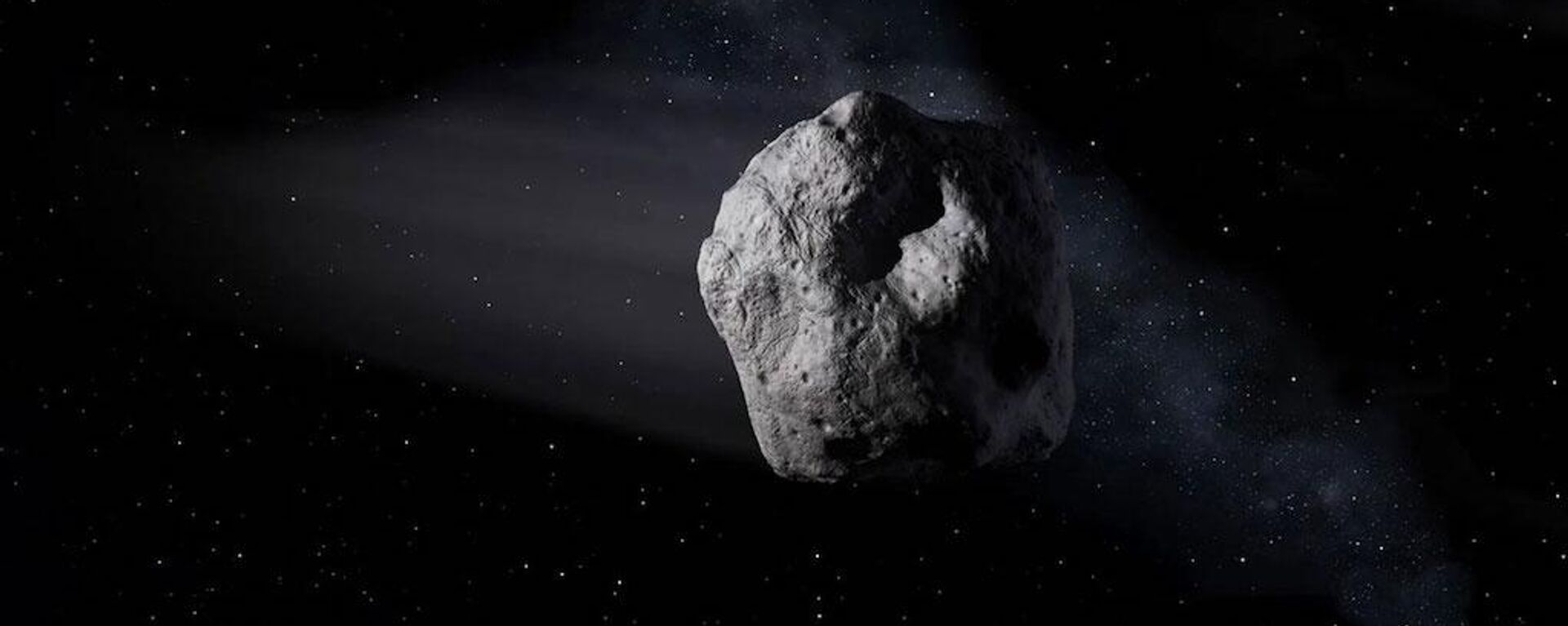 Normalmente, asteroides — como o representado neste conceito artístico — se originam do cinturão principal de asteroides entre as órbitas de Marte e Júpiter, mas uma pequena população de objetos próximos à Terra também pode vir da superfície da Lua após serem ejetados para o espaço por um impacto - Sputnik Brasil, 1920, 17.09.2025