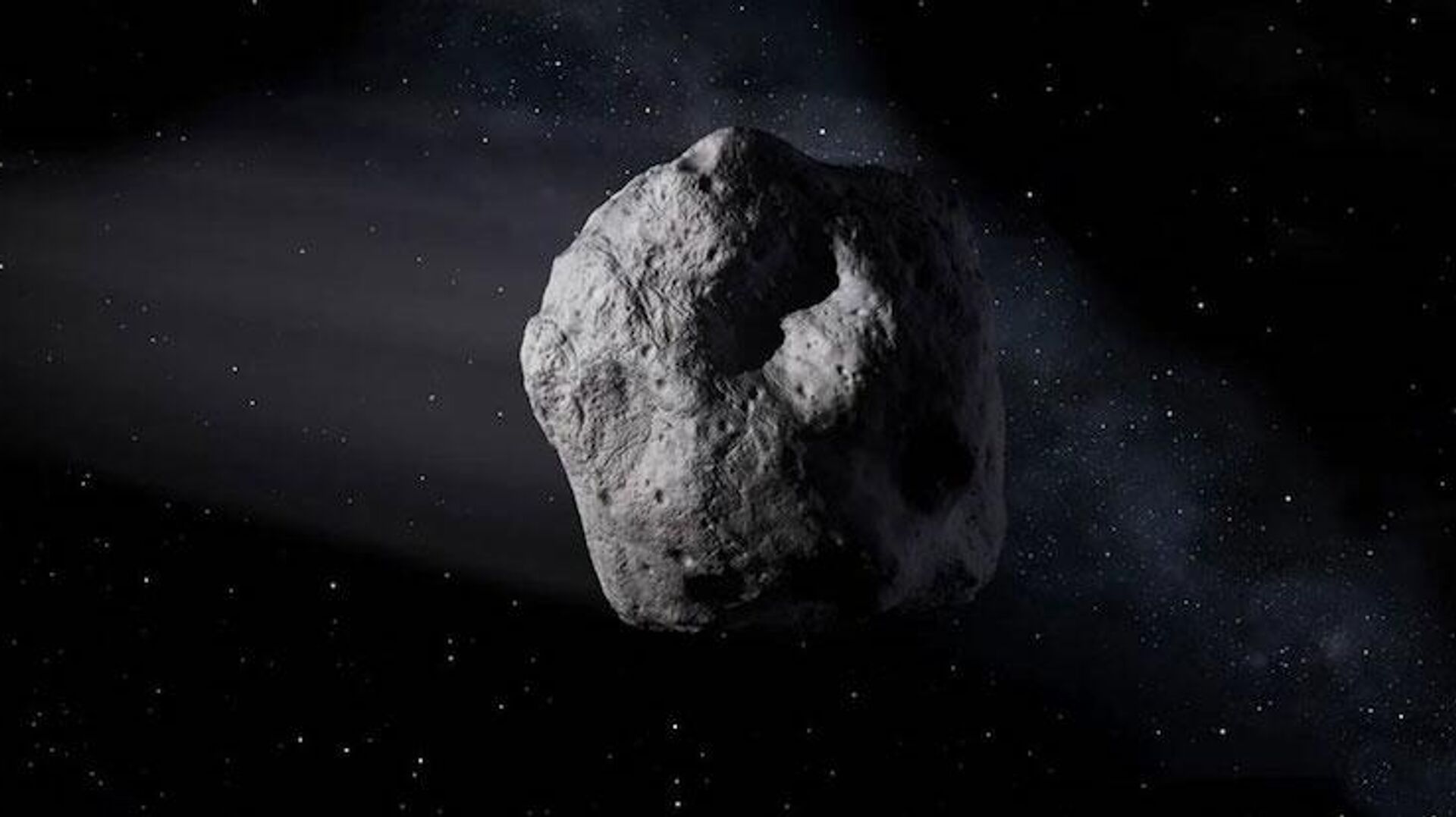 Normalmente, asteroides — como o representado neste conceito artístico — se originam do cinturão principal de asteroides entre as órbitas de Marte e Júpiter, mas uma pequena população de objetos próximos à Terra também pode vir da superfície da Lua após serem ejetados para o espaço por um impacto Normalmente, asteroides — como o representado neste conceito artístico — se originam do cinturão principal de asteroides entre as órbitas de Marte e Júpiter, mas uma pequena população de objetos próximos à Terra também pode vir da superfície da Lua após serem ejetados para o espaço por um impacto - Sputnik Brasil, 1920, 17.09.2025