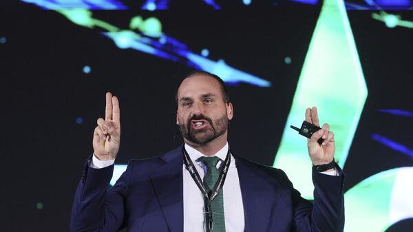 Eduardo Bolsonaro durante evento conservador no México, em agosto de 2024 - Sputnik Brasil