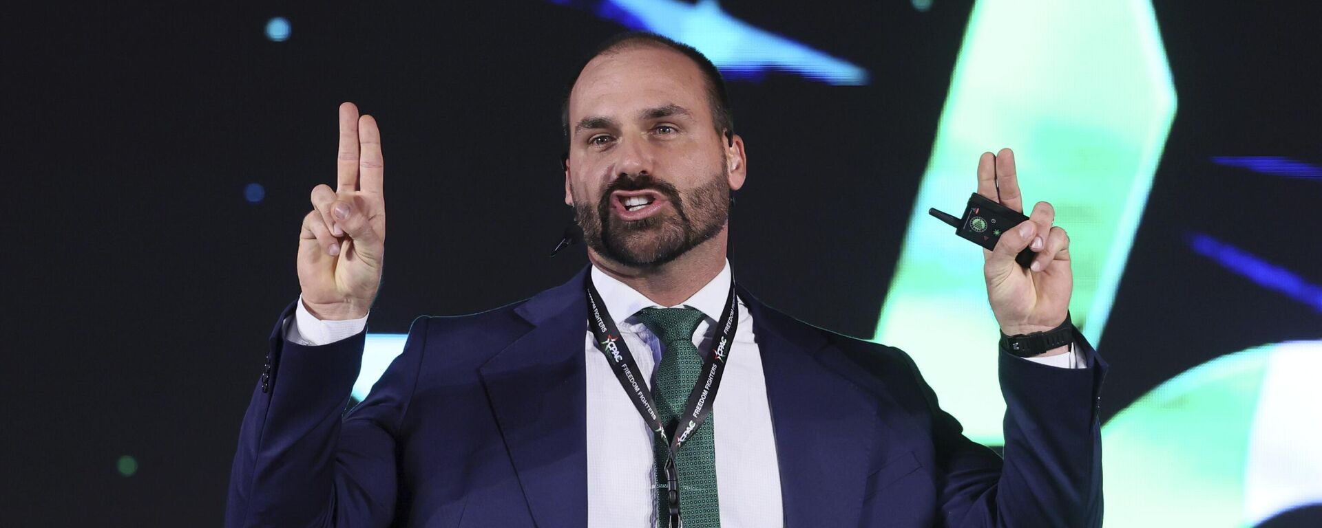 Eduardo Bolsonaro durante evento conservador no México, em agosto de 2024 - Sputnik Brasil, 1920, 16.06.2026