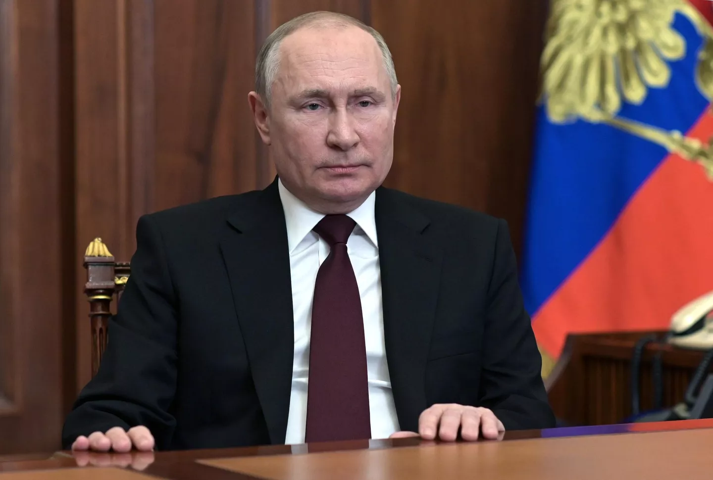 21 de fevereiro de 2022. O presidente russo, Vladimir Putin, durante o discurso. 21 de fevereiro de 2022. O presidente russo, Vladimir Putin, durante o discurso. - Sputnik Brasil