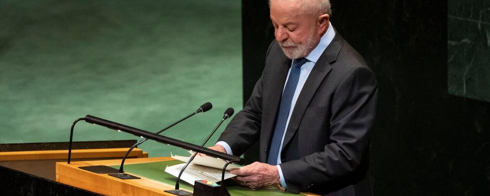 Luiz Inácio Lula da Silva, presidente do Brasil, discursa nas Nações Unidas, no âmbito da Conferência Internacional para a Solução Pacífica da Questão Palestina. Nova York, EUA, 22 de setembro de 2025 - Sputnik Brasil, 1920, 22.09.2025