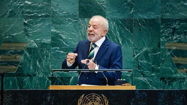 Lula durante discurso na 80ª Assembleia Geral das Nações Unidas, em Nova York. EUA, 24 de setembro de 2025 - Sputnik Brasil
