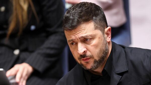 O líder ucraniano, Vladimir Zelenskyy, participa de uma reunião ministerial do Conselho de Segurança das Nações Unidas sobre a Ucrânia na sede da ONU - Sputnik Brasil