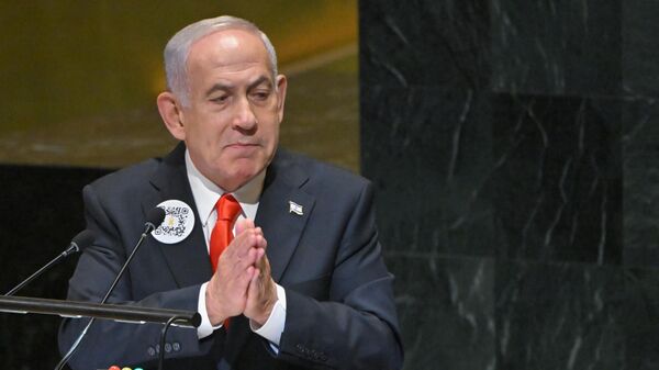 O primeiro-ministro israelense, Benjamin Netanyahu, na Assembleia Geral das Nações Unidas de 2025 - Sputnik Brasil