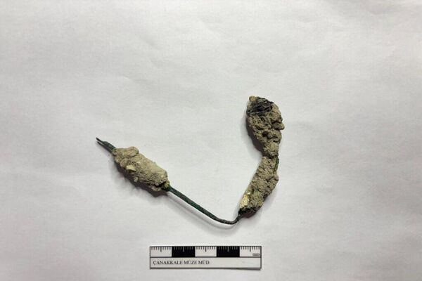 O alfinete de bronze descoberto durante as escavações - Sputnik Brasil