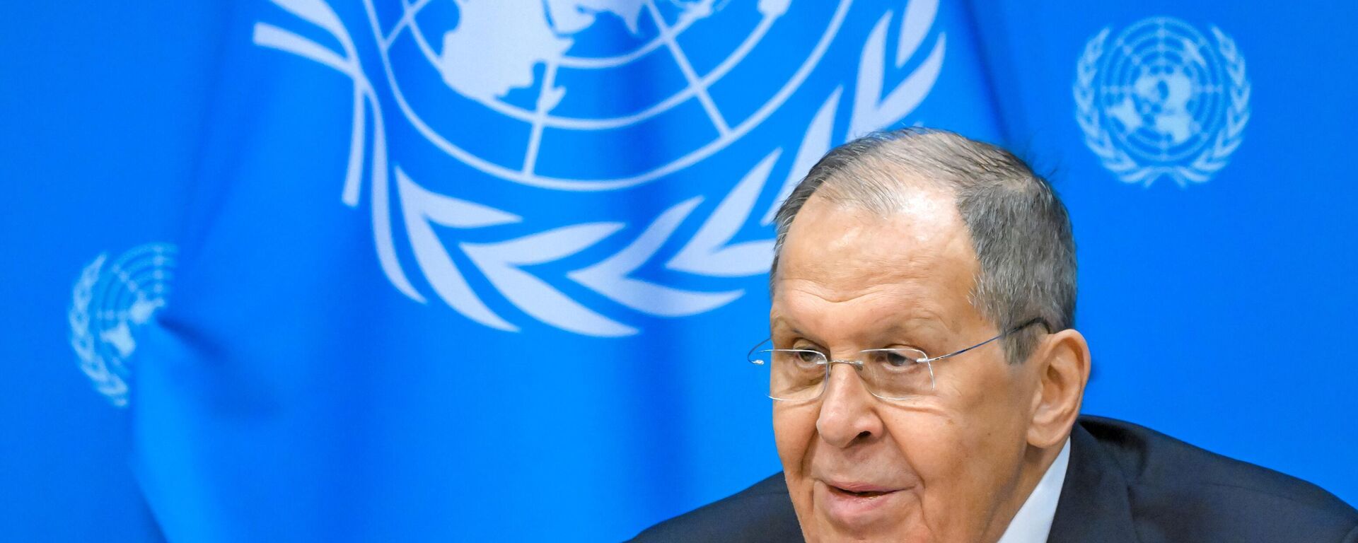 O chanceler russo, Sergei Lavrov, durante coletiva de imprensa após reunião no âmbito da semana de alto nível da 80ª sessão da Assembleia Geral das Nações Unidas, em Nova York - Sputnik Brasil, 1920, 05.05.2026