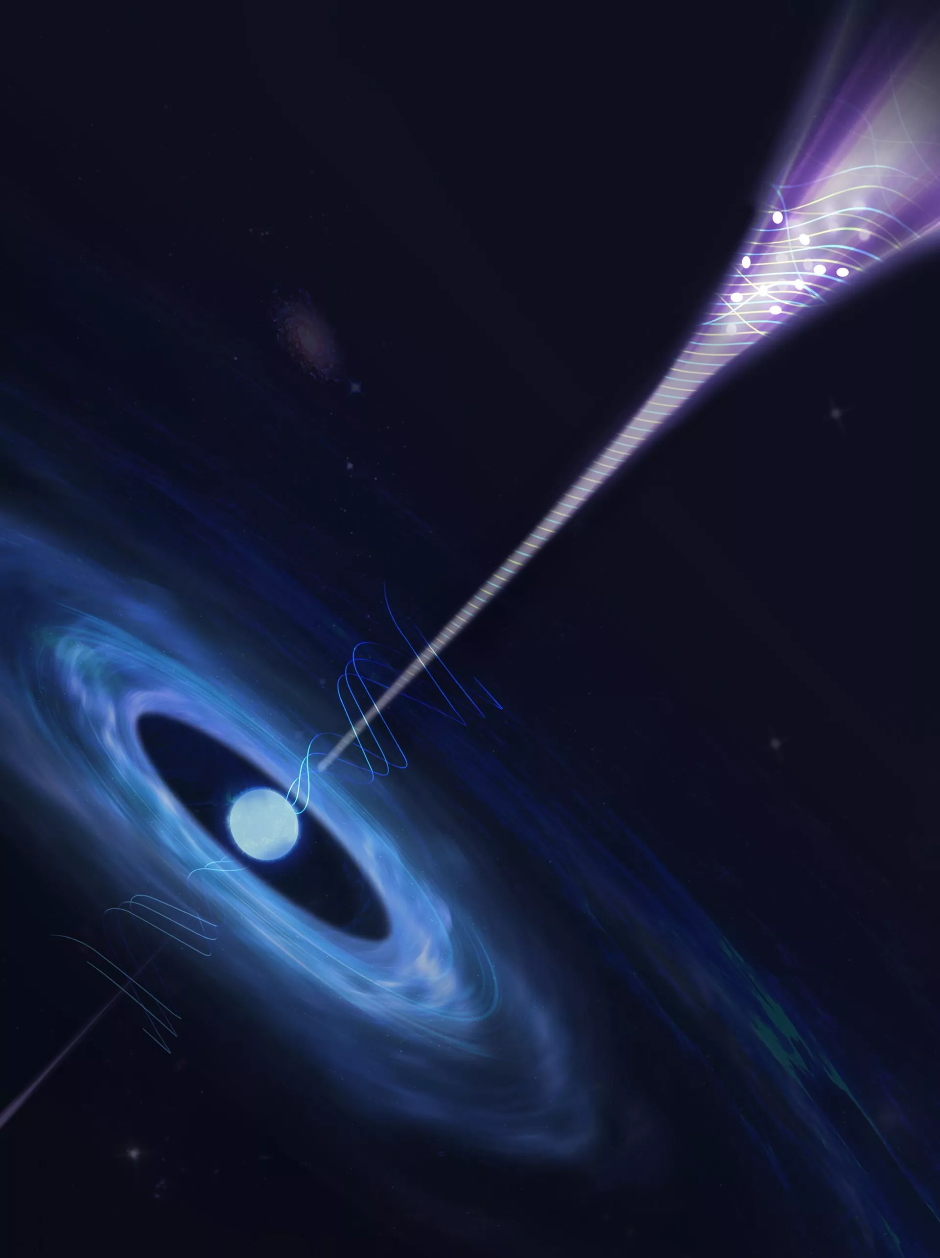Uma ilustração artística do magnetar e do jato de explosão de raios gama - Sputnik Brasil, 1920, 01.10.2025