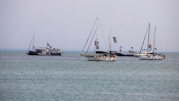 Flotilha Sumid segue com ajuda humanitária a caminho da Faixa de Gaza - Sputnik Brasil