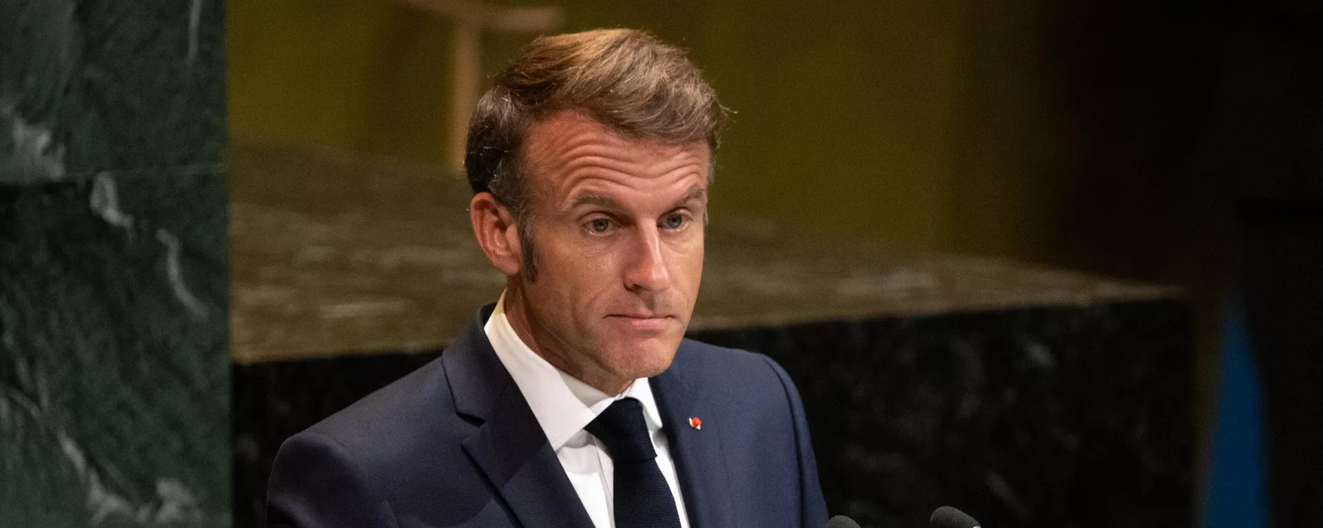 Emmanuel Macron, presidente da França, discursa na 80ª sessão da Assembleia Geral das Nações Unidas (AGNU), em Nova York. EUA, 23 de setembro de 2025 - Sputnik Brasil, 1920, 02.10.2025