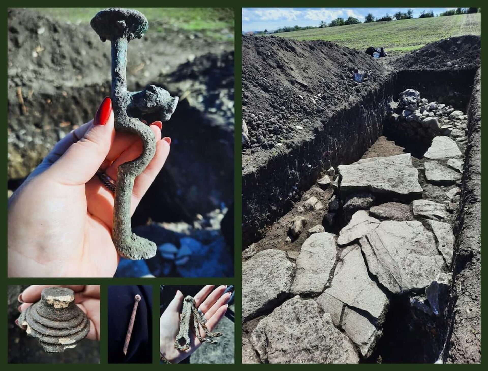 Artefatos encontrados na área de escavação Artefatos encontrados na área de escavação