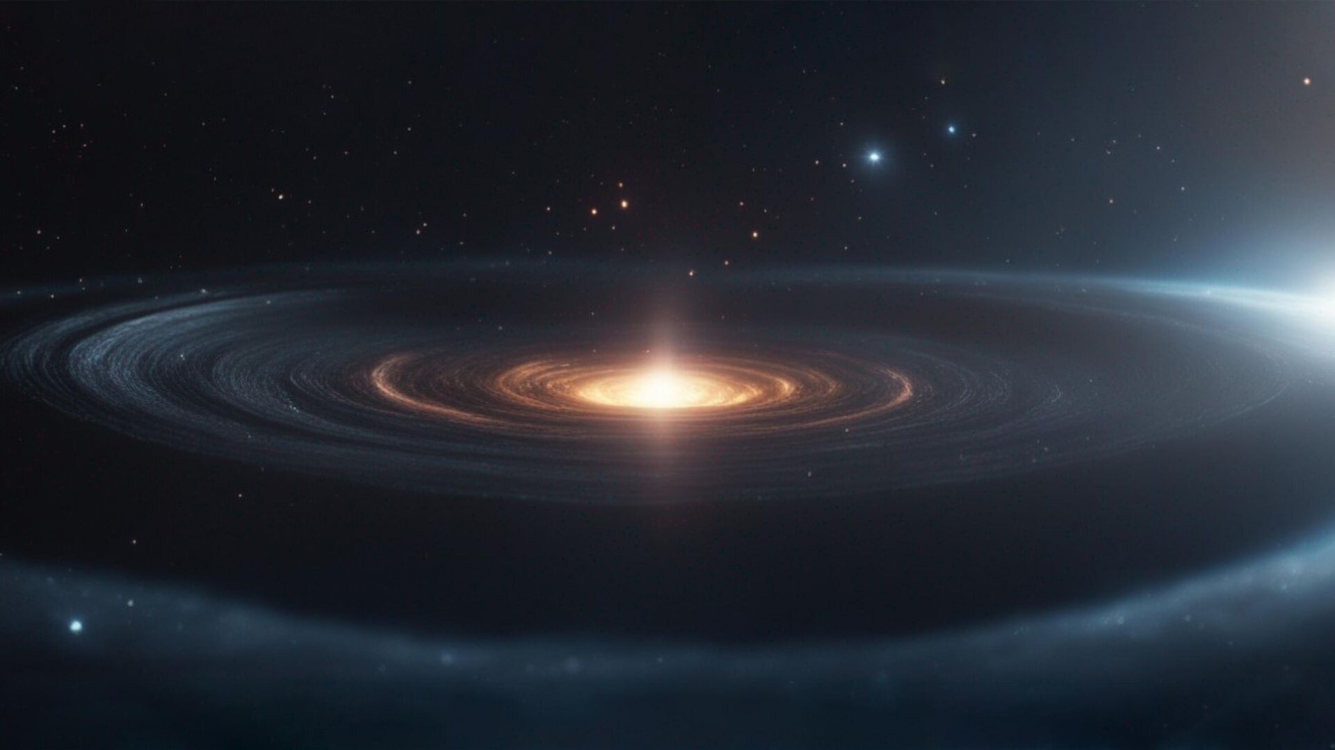 Representação da formação de uma estrela com o disco de acreção composto de gás e poeira girando em torno dela Representação da formação de uma estrela com o disco de acreção composto de gás e poeira girando em torno dela - Sputnik Brasil, 1920, 09.10.2025