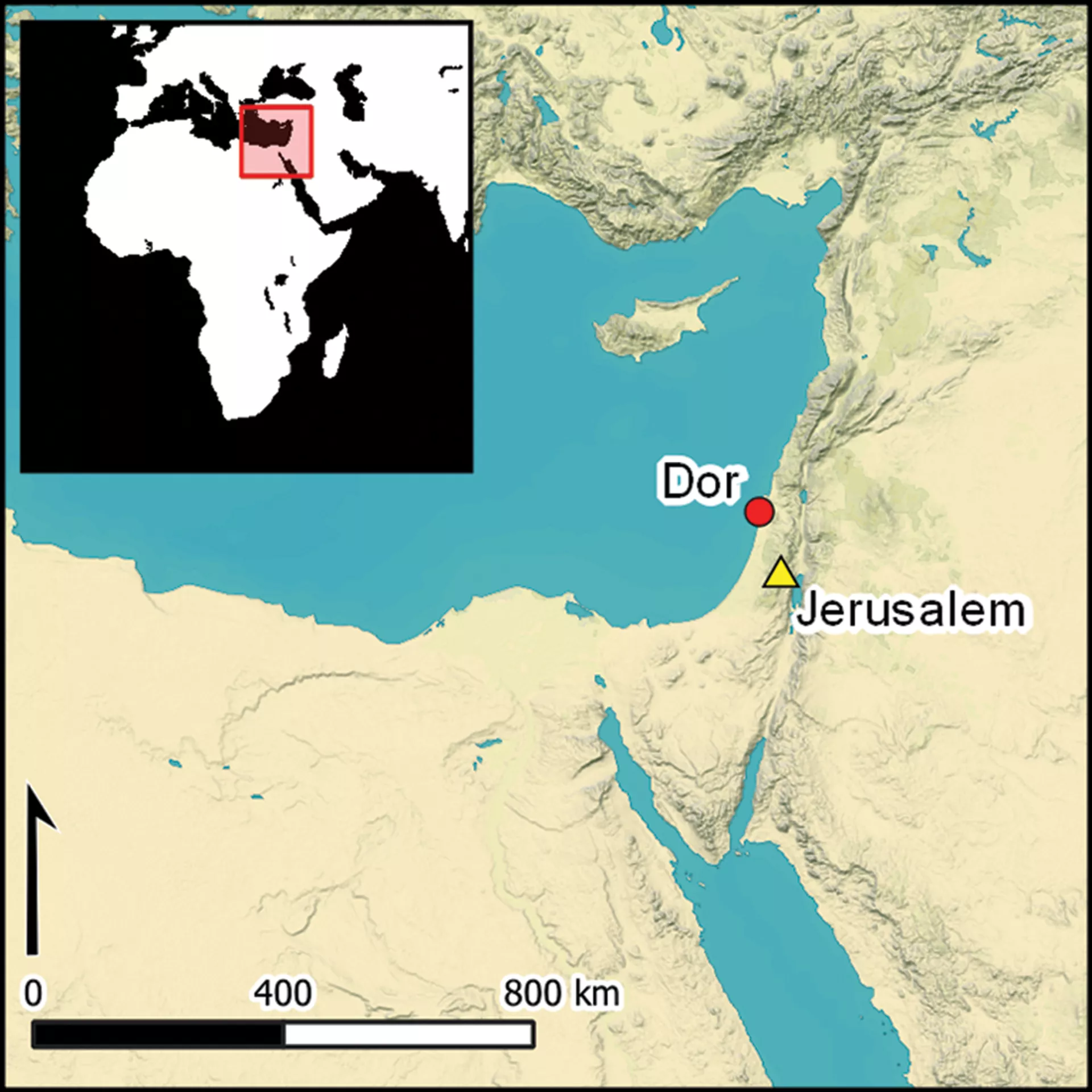 Mapa do antigo porto de Dor, em Israel, onde foram descobertos vasos cerâmicos da Idade do Ferro. - Sputnik Brasil, 1920, 09.10.2025