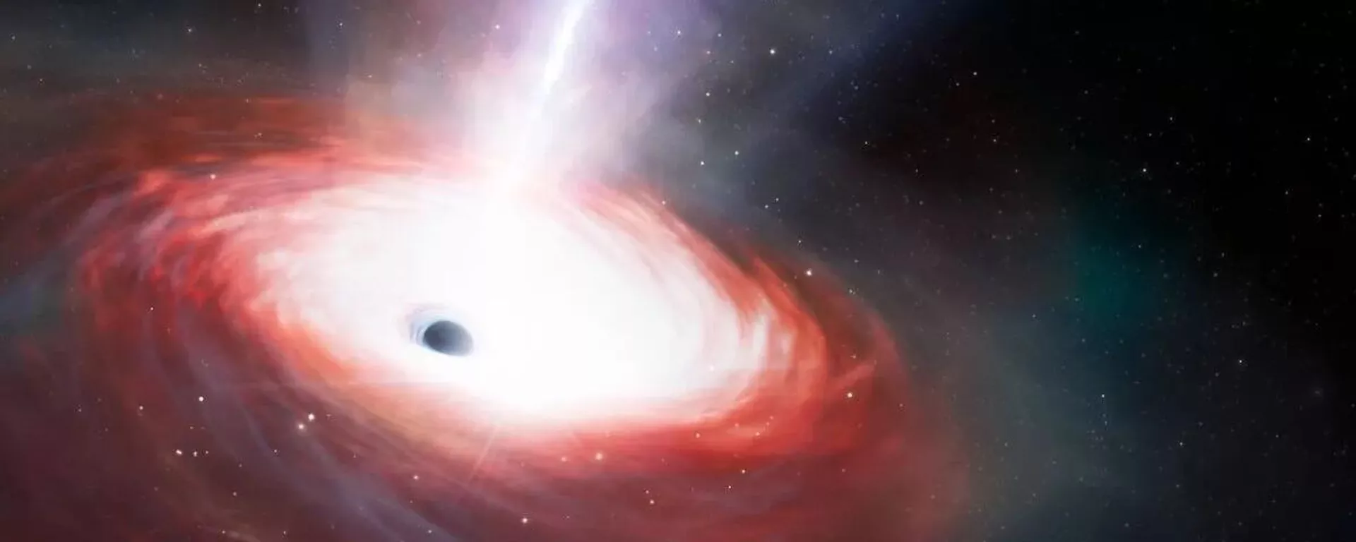 Impressão artística de um buraco negro de rápida alimentação que emite poderosos fluxos de gás - Sputnik Brasil, 1920, 11.01.2026