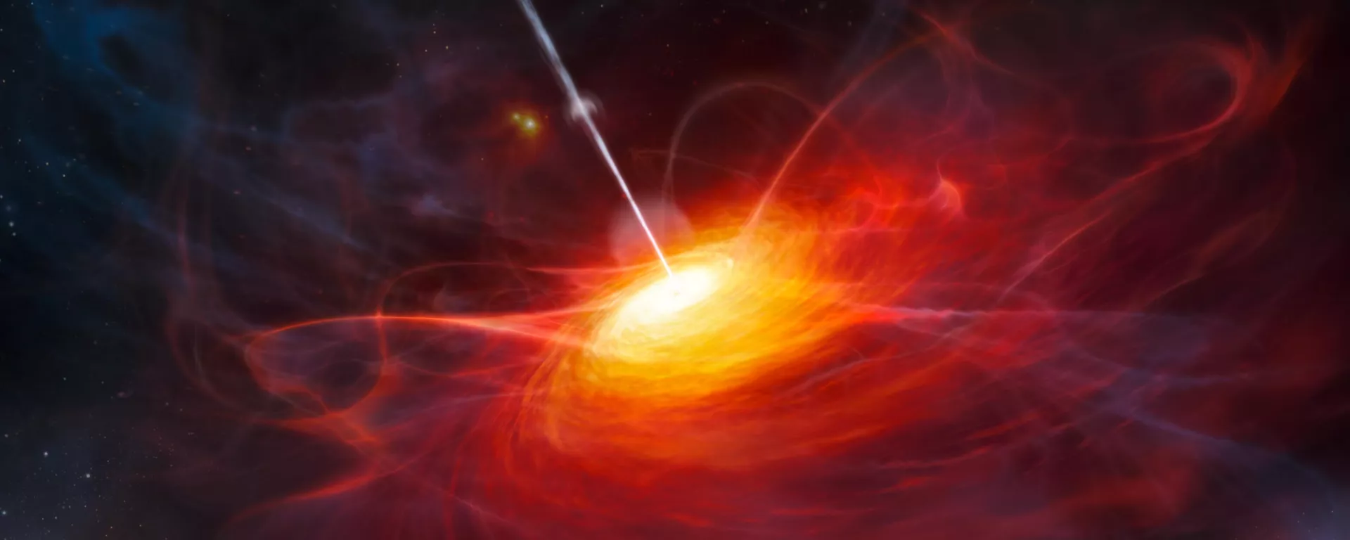 Impressão artística mostra como ULAS J1120+0641, um quasar muito distante alimentado por um buraco negro com massa dois bilhões de vezes a do Sol, pode ter se parecido - Sputnik Brasil, 1920, 12.10.2025