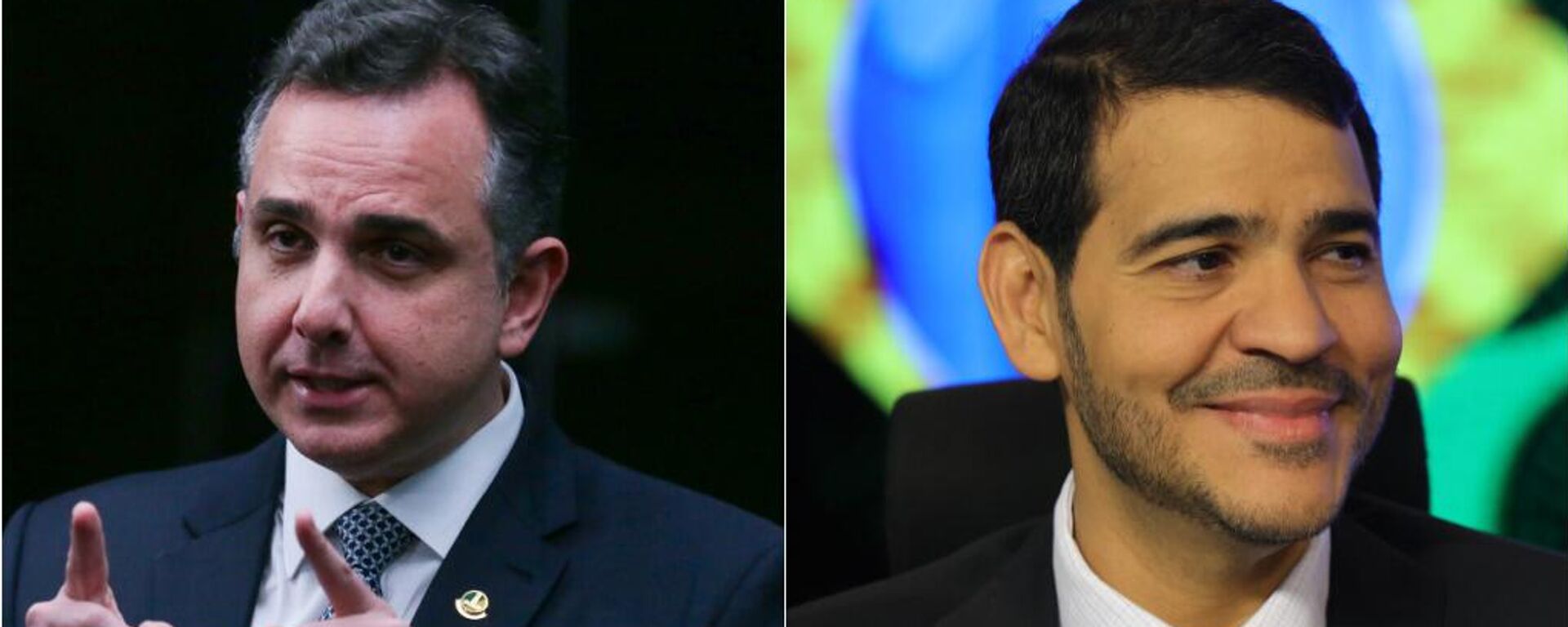 O senador Rodrigo Pacheco (PSD-MG) (à esq.) e o advogado-geral da União, Jorge Messias (à dir.), são os favoritos para assumir a cadeira deixada por Luís Roberto Barros no Supremo Tribunal Federal (STF) - Sputnik Brasil, 1920, 15.01.2026