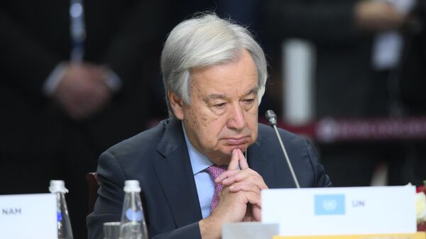 O secretário-geral da ONU, António Guterres, em reunião do BRICS na Rússia, em 2024 - Sputnik Brasil