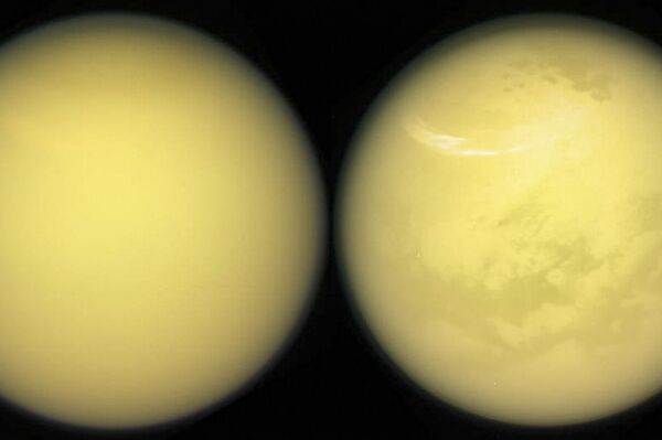 Uma imagem da lua Titã de Saturno tirada pela sonda Cassini da NASA - Sputnik Brasil