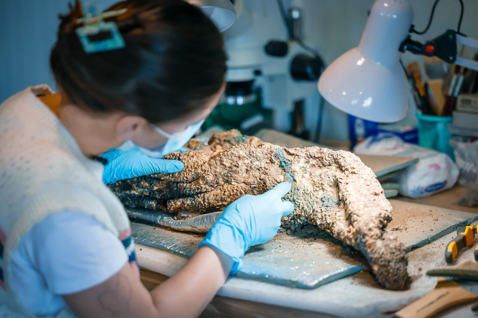 Cota de malha medieval, descoberta por arqueólogos na Fortaleza de Rustavi, na Geórgia. Cota de malha medieval, descoberta por arqueólogos na Fortaleza de Rustavi, na Geórgia.