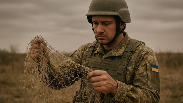 Soldado ucraniano com a rede de pesca - Sputnik Brasil