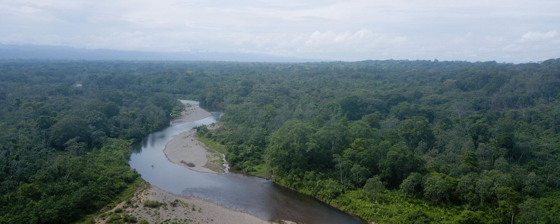 Vista do rio Tuquesa enquanto ele serpenteia pela selva a partir de Bajo Chiquito, na província de Darién, Panamá. Vista do rio Tuquesa enquanto ele serpenteia pela selva a partir de Bajo Chiquito, na província de Darién, Panamá. - Sputnik Brasil, 1920, 10.11.2025