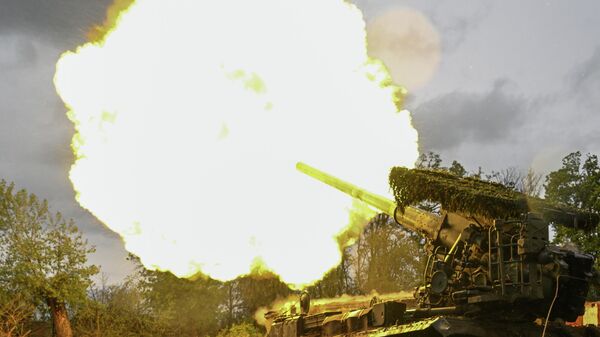 Artilharia russa no campo de batalha. - Sputnik Brasil