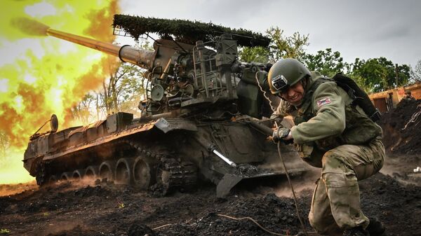 Soldados russos na zona da operação militar especial na Ucrânia. - Sputnik Brasil