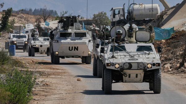 Tropas de paz da ONU durante patrulha no Líbano, em agosto de 2020 - Sputnik Brasil