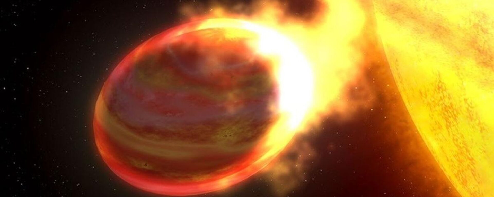 Um gigante gasoso sendo despedaçado por sua estrela - Sputnik Brasil, 1920, 17.11.2025