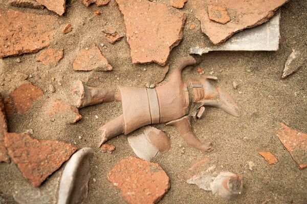 Fragmento de um vaso representando um guerreiro descoberto em Chankillo - Sputnik Brasil