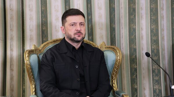 O líder ucraniano Vladimir Zelensky durante encontro oficial com o presidente da Grécia, Constantine Tassoulas, em novembro de 2025 - Sputnik Brasil