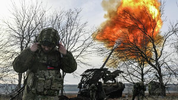 Soldados russos na zona da operação militar especial na Ucrânia. - Sputnik Brasil