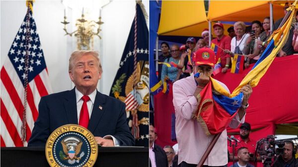 O presidente dos Estados Unidos, Donald Trump (à esq.), e o presidente da Venezuela, Nicolás Maduro (à dir.), vivem momento de tensão com envio de tropas norte-americanas para o Caribe - Sputnik Brasil