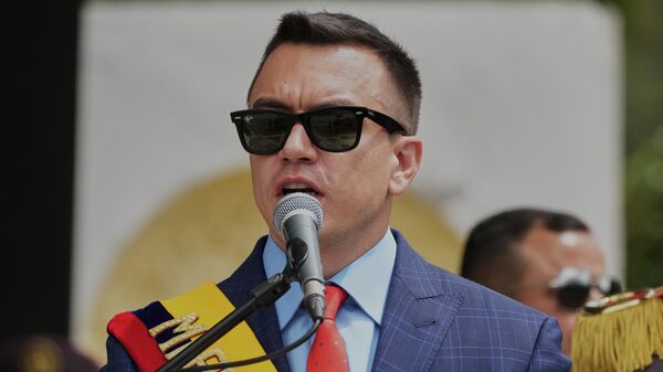 O presidente do Equador, Daniel Noboa, durante evento oficial em Quito, no Equador, em novembro de 2025 - Sputnik Brasil
