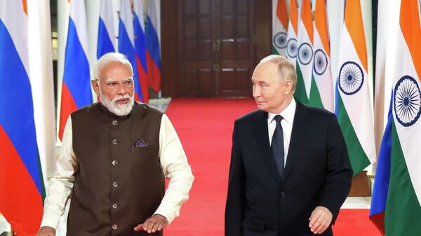 O presidente russo Vladimir Putin e primeiro-ministro indiano Narendra Modi. - Sputnik Brasil
