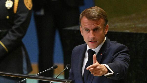 O presidente da França, Emmanuel Macron, durante discurso na Assembleia Geral da ONU, nos Estados Unidos - Sputnik Brasil