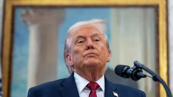O presidente dos Estados Unidos, Donald Trump, durante evento na Casa Branca, em dezembro de 2025 - Sputnik Brasil