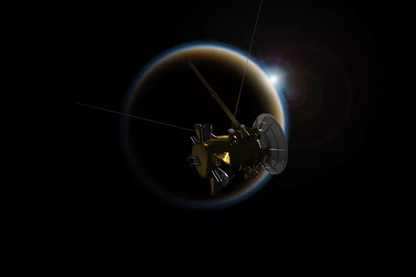 Ilustração artística da sonda Cassini em Titã - Sputnik Brasil