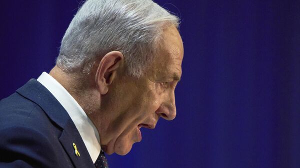 O primeiro-ministro de Israel, Benjamin Netanyahu, durante discurso, em março de 2025 - Sputnik Brasil