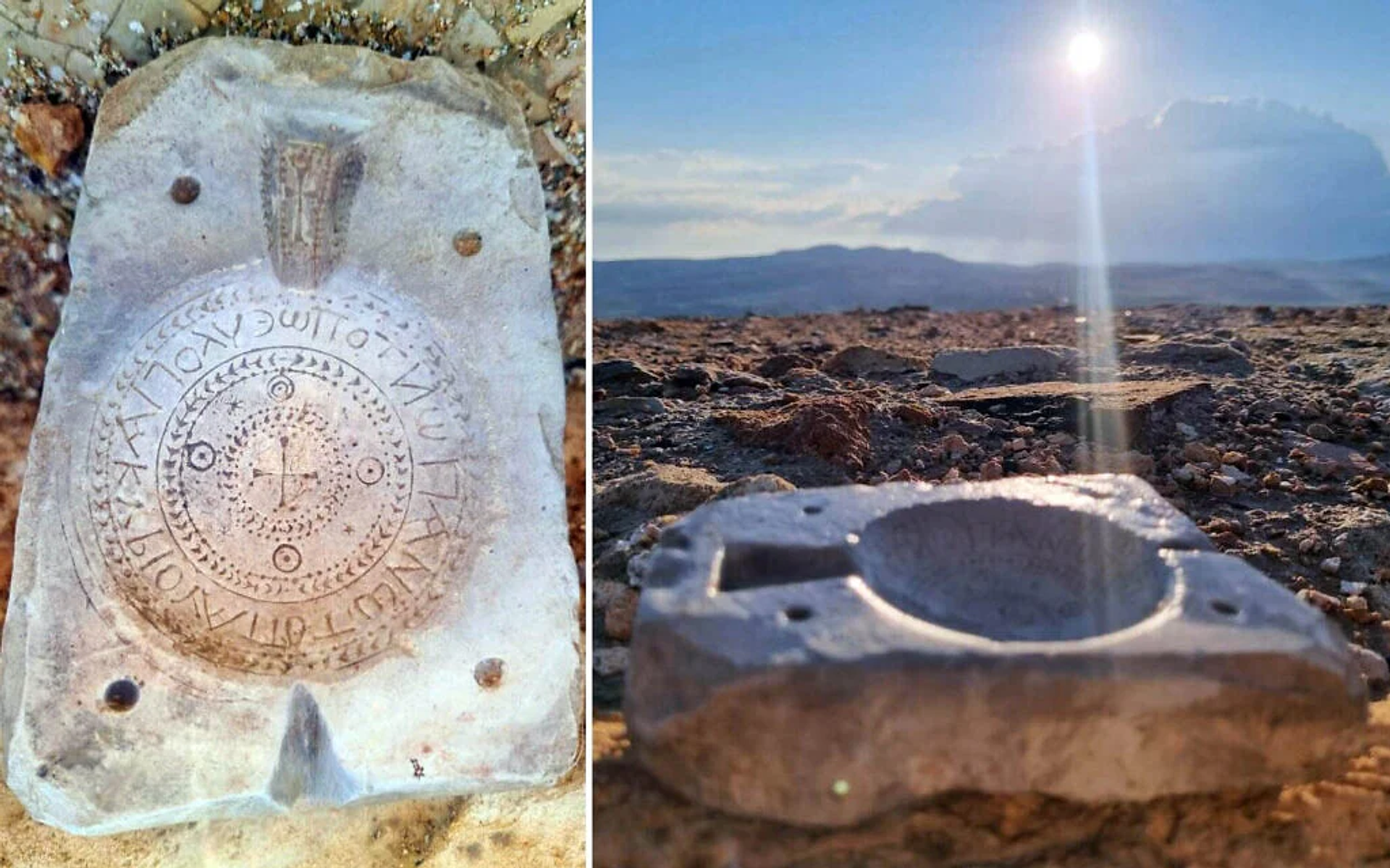 Molde de calcário encontrado na Hircânia, no deserto da Judeia