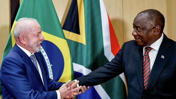 Presidente da República, Luiz Inácio Lula da Silva, durante reunião bilateral com o Presidente da República da África do Sul, Cyril Ramaphosa. - Sputnik Brasil