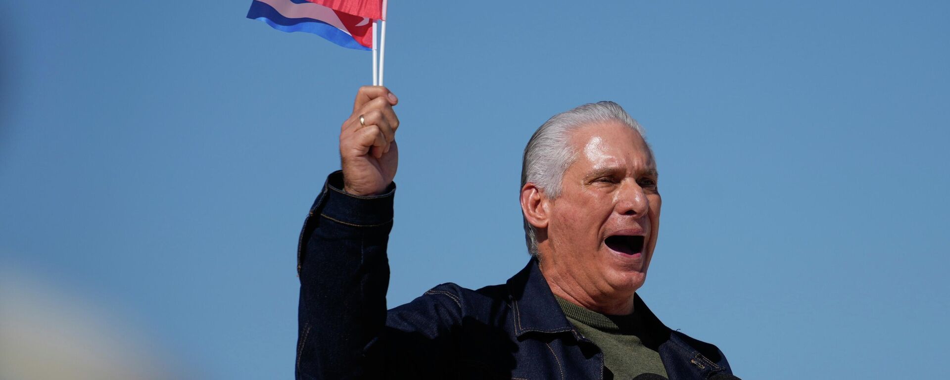 O presidente de Cuba, Miguel Díaz-Canel, durante participação em um ato contra o sequestro de Nicolás Maduro, em janeiro de 2026 - Sputnik Brasil, 1920, 31.01.2026