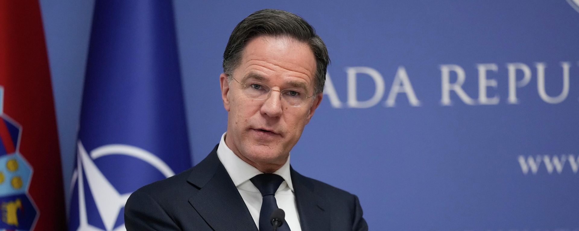 O secretário-geral da Organização do Tratado do Atlântico Norte (OTAN), Mark Rutte, durante coletiva de imprensa em Zagreb, na Croácia, em janeiro de 2026 - Sputnik Brasil, 1920, 01.07.2026