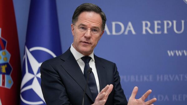 O secretário-geral da Organização do Tratado do Atlântico Norte (OTAN), Mark Rutte, durante coletiva de imprensa em Zagreb, na Croácia, em janeiro de 2026 - Sputnik Brasil